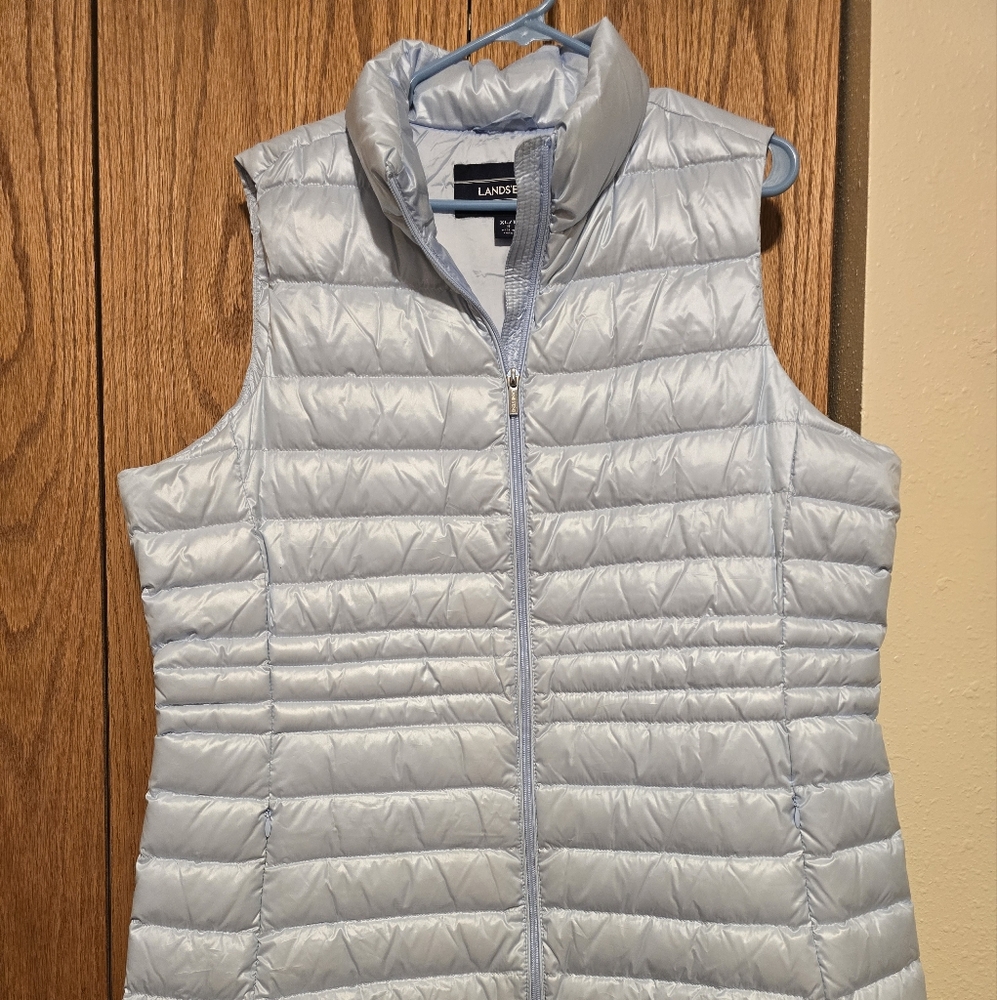 Lands' End Light Blue Quilted Packable Puffer Vest